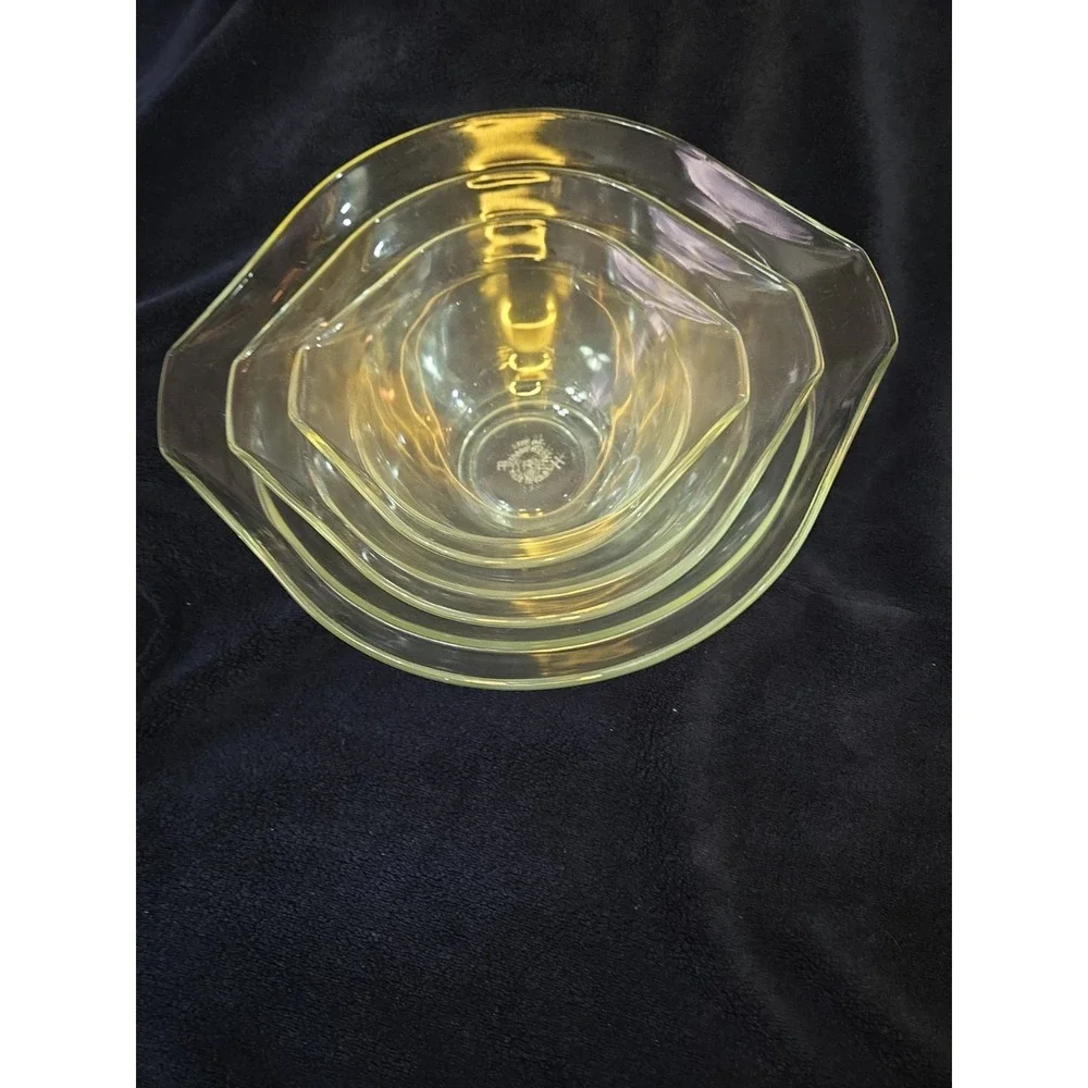 Vtg Pyrex Clear Glass Cinderella Mixing Bowls Nesting Mixing Bowl Set Mid Centur